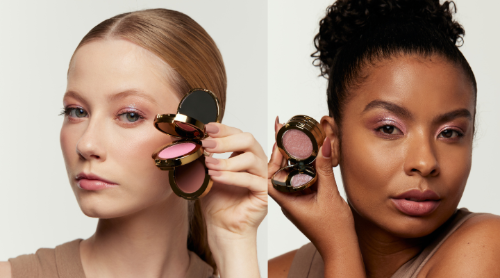 modelos passando maquiagem com glitter