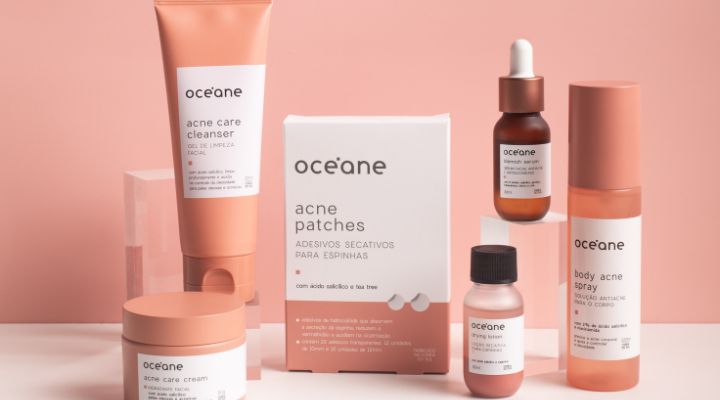 produtos da linha antiacne da Oceane