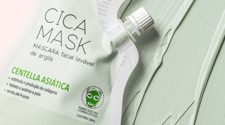 Imagem da embalagem da máscara de argila verde e centella asiática.