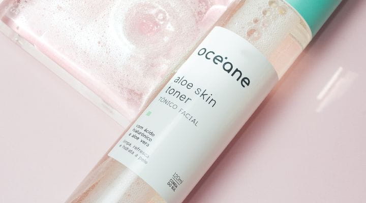 Representação do tônico facial com tea tree e aloe vera da Océane. Imagem do tônico facial feito com tea tree, um ingrediente natural.