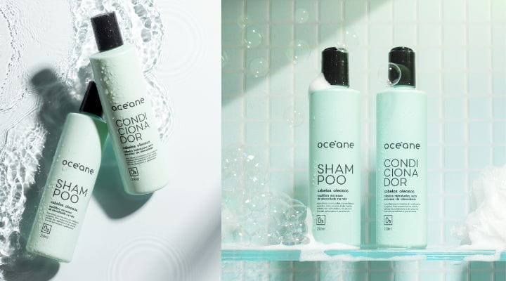Foto do shampoo e condicionador para cabelos oleosos com melaleuca ou tea tree.