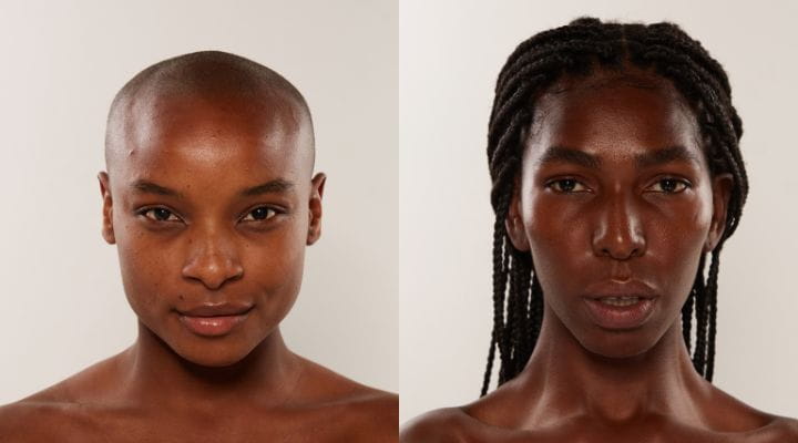 Foto de duas modelos com o tom de pele negro.