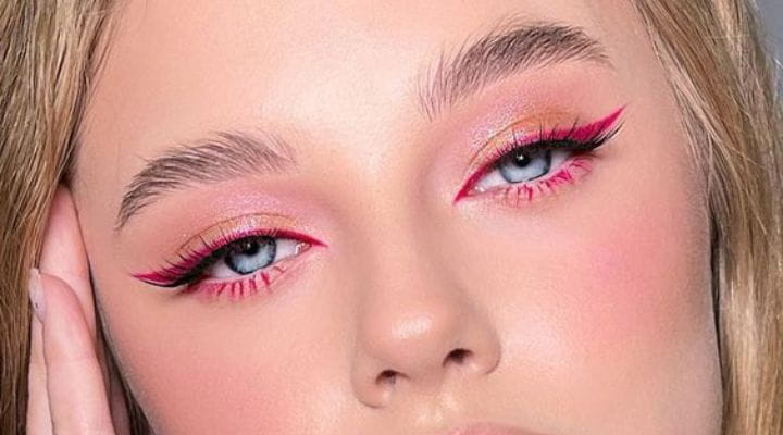 Maquiagem para menina com sombra rosa