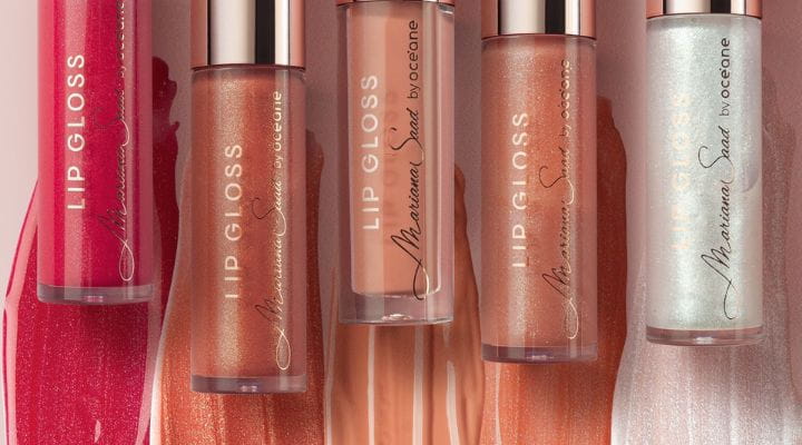 batoms nudes, rosa e incolor em gloss que combinam com a estética da maquiagem negra