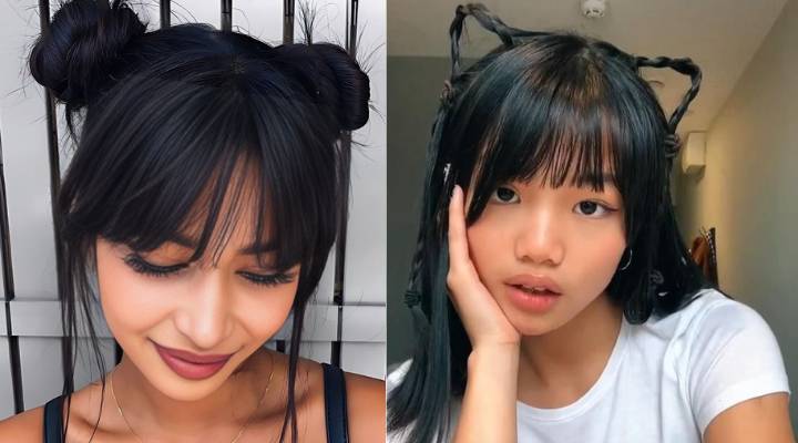 Modelo com cabelo com orelhas de gato