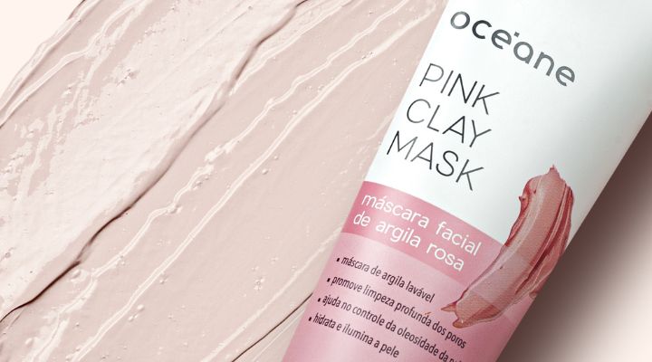 Máscara facial de argila rosa da Oceáne