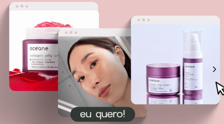 Produtos de beleza Oceane com colágeno